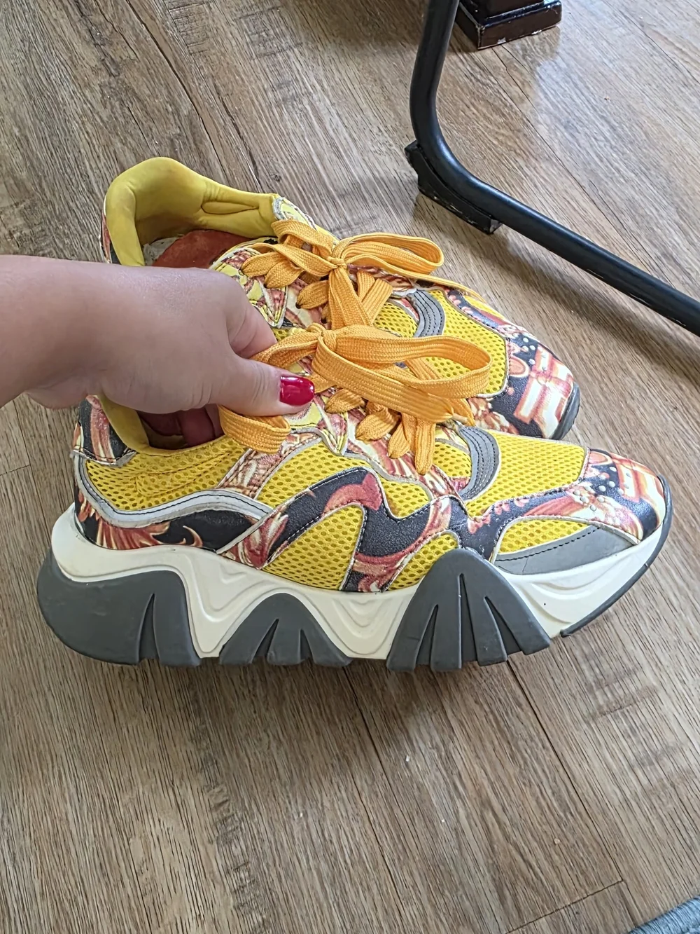 Versace Yellow and Orange Mesh Women's Sneakers - Picture 3 of 7